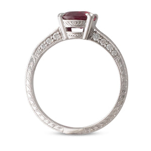Engraved Ruby and Diamond Ring