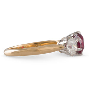 Ruby & Diamond Three Stone Ring