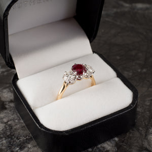 Ruby & Diamond Three Stone Ring