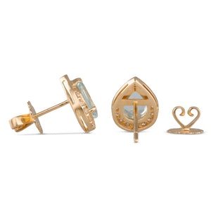 Aquamarine & Diamond Stud Earrings