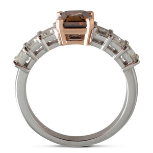 Cognac Asscher Cut Diamond Ring