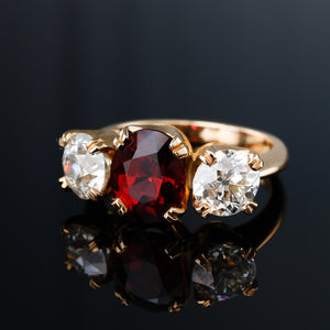 Unheated Spinel & Diamond Ring