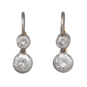 Double Diamond Drop Earrings