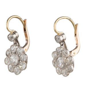 Diamond Cluster Drop Earrings