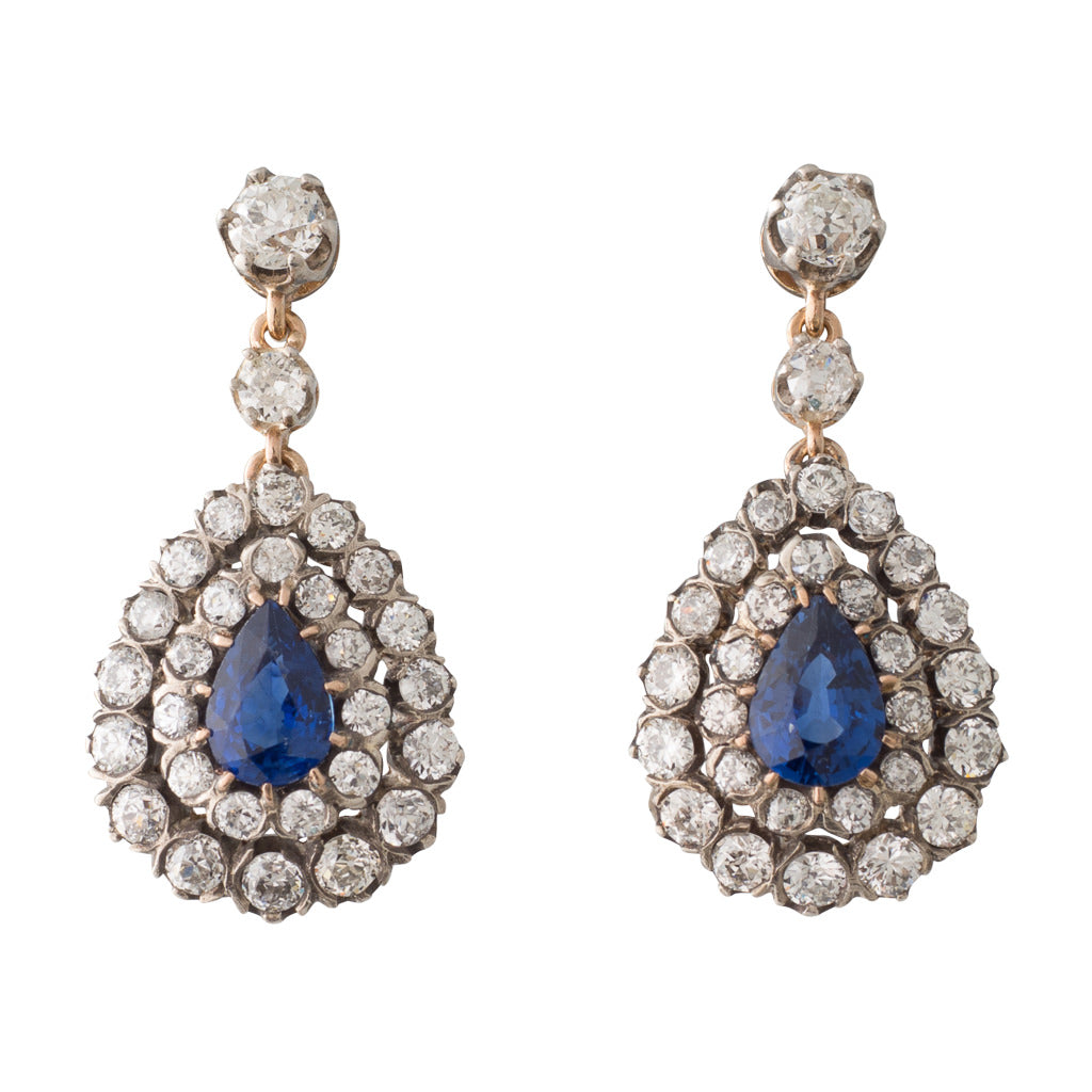 Sapphire & Diamond Cluster Earrings