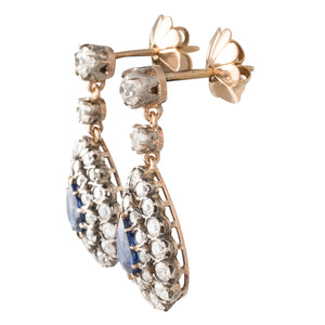 Sapphire & Diamond Cluster Earrings