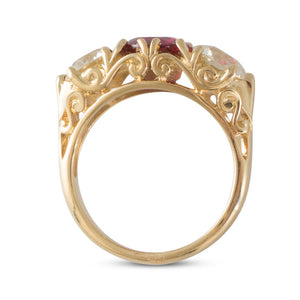 Ruby and Diamond Half Hoop Ring