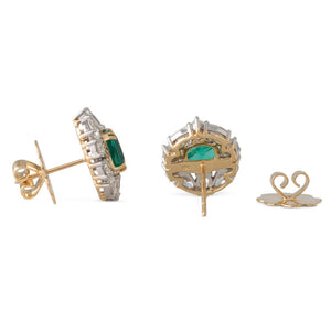 Emerald & Diamond Cluster Earrings