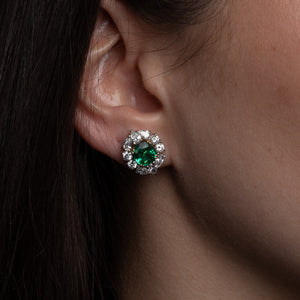 Emerald & Diamond Cluster Earrings