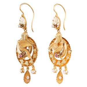 Victorian Gold Bird Earrings