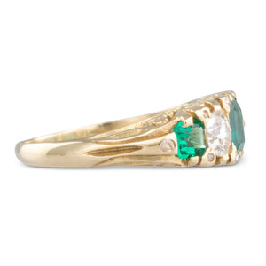 Antique Emerald & Diamond Half Hoop