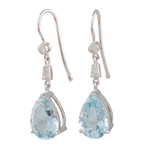 Aquamarine & Diamond Drop Earrings