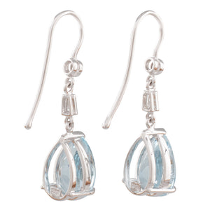 Aquamarine & Diamond Drop Earrings