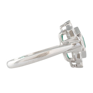 Emerald and Diamond Cluster Ring