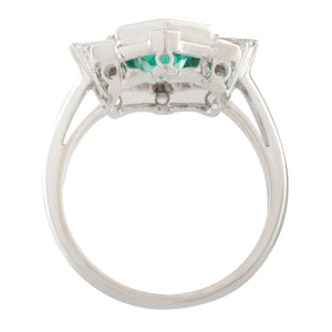 Emerald and Diamond Cluster Ring