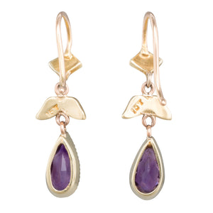 Amethyst and Seed Pearls Earrings