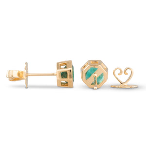 Octagonal Emerald Stud Earrings