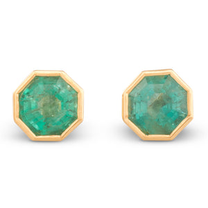 Octagonal Emerald Stud Earrings