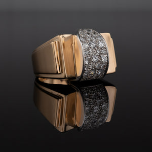 Diamond Set Retro Tank Ring