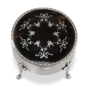 Round Sterling Pique Silver Box