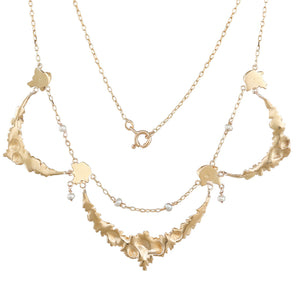 Art Nouveau Gold and Pearl Necklace