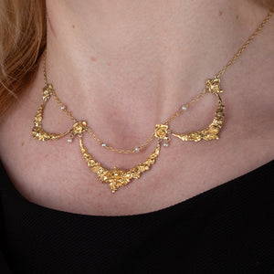 Art Nouveau Gold and Pearl Necklace