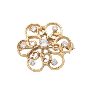 Diamond Flower Brooch