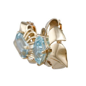 Retro Aquamarine Clip-on Earrings