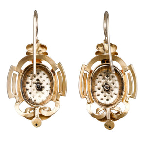 Gold Earrings with Black Enamel
