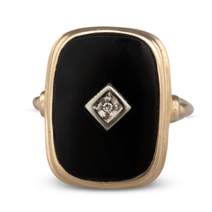 Onyx and Diamond Gold Ring