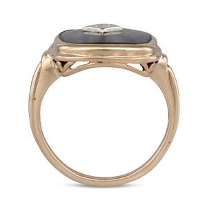 Onyx and Diamond Gold Ring