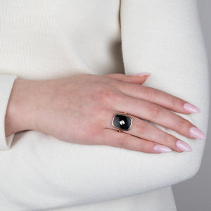 Onyx and Diamond Gold Ring
