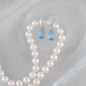 Aquamarine & Diamond Drop Earrings
