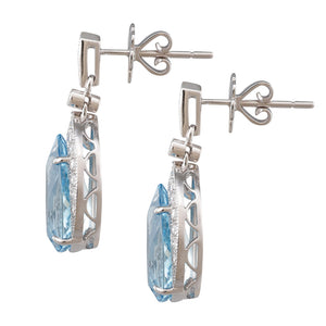 Aquamarine & Diamond Drop Earrings