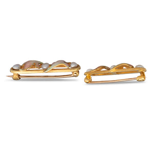 Pair of Enamel & Seed Pearl Pins