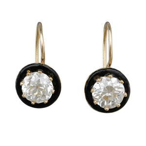 Antique Diamond and Enamel Earrings