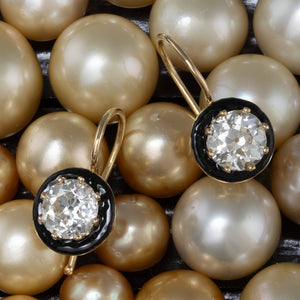 Antique Diamond and Enamel Earrings