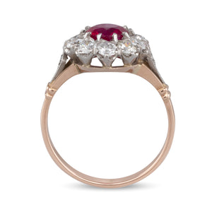 Ruby and Diamond Cluster Ring