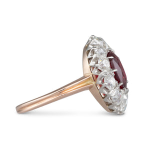 Ruby and Diamond Cluster Ring