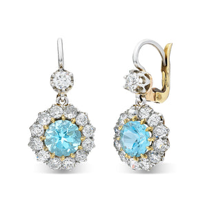 Aquamarine and Diamond Earrings