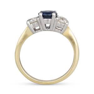Sapphire and Diamond 3 Stone Ring