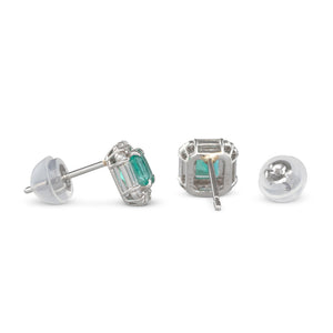 Emerald and Diamond Stud Earrings