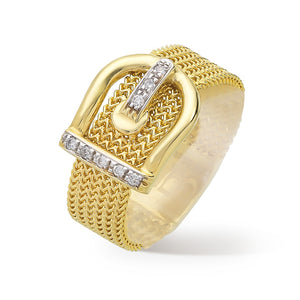 Mesh Buckle Ring with Diamonds