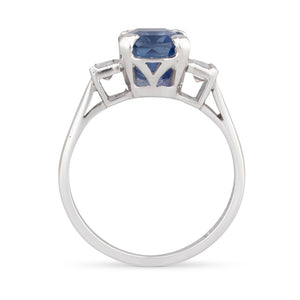 Unheated Sapphire and Diamond Ring