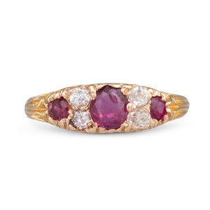 Ruby and Diamond Half Hoop Ring