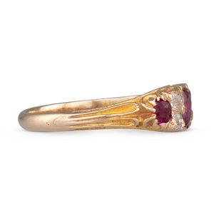 Ruby and Diamond Half Hoop Ring