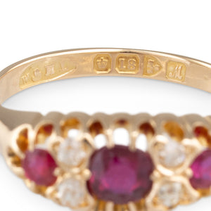 Ruby and Diamond Half Hoop Ring