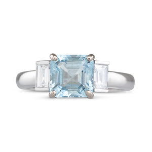 Aquamarine and Diamond Ring
