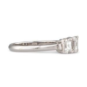 Three Stone Carre Cut Diamond Ring