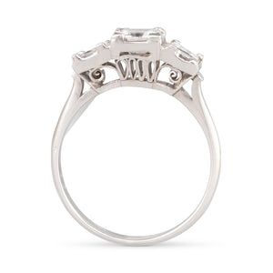 Three Stone Carre Cut Diamond Ring